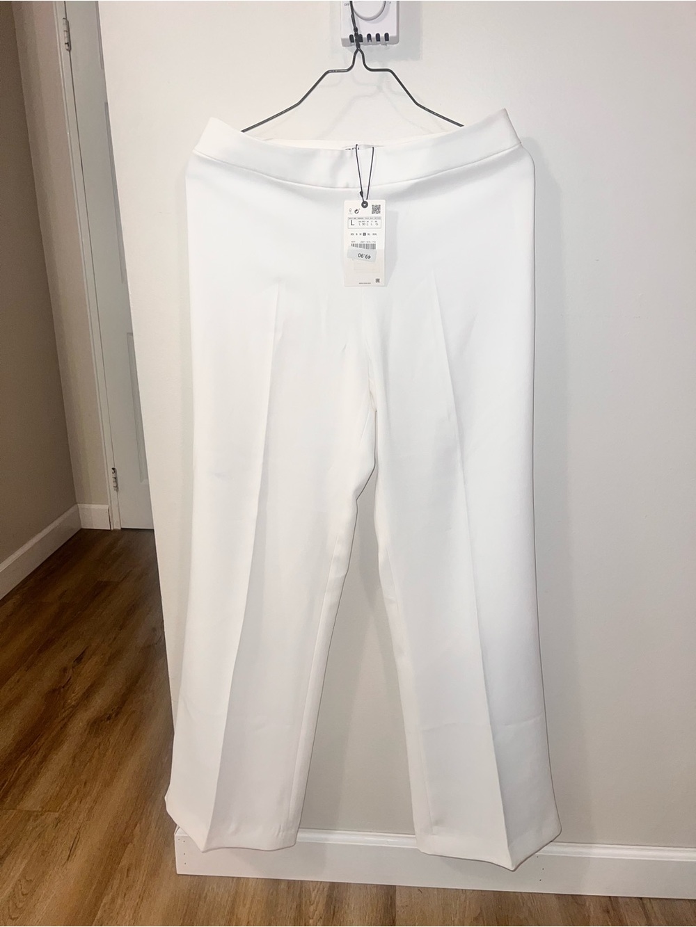 Zara White Wide-Leg Dress Trousers